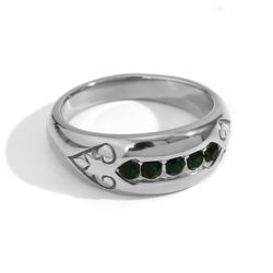 Anillo Acero Mujer AAZ0036RHZV10 Circonitas Verdes