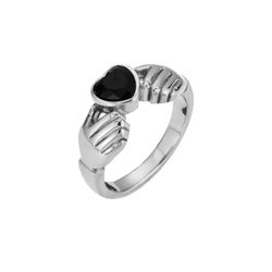 Anillo Acero Mujer AAZ0066RH12 Corazón Circonita Negra