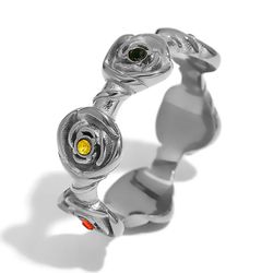 Anillo Acero Mujer AAZ0067RHVA12 Rosas Circonitas Multicolor