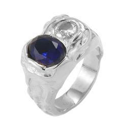 Anillo Acero Mujer AAZ0069RHZA12 Circonitas Bicolor Azul