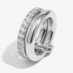 Anillo Acero Mujer AAZ0073RH12 Doble Banda C. Circonitas