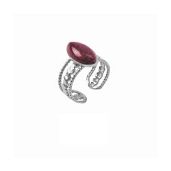 Anillo Acero Mujer R50008 Calado C. Óvalo Piedra Morada