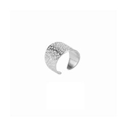 Anillo Acero Mujer R50029 Tallado Irregular En Brillo