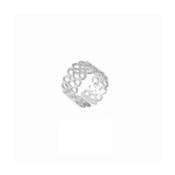 Anillo Acero Mujer R50034 Calado Círculos En Brillo