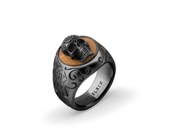 Anillo Acero Negro Hombre Philipp Plein PJNEA05R8 Calavera 3D-Detalles Grabados