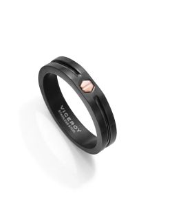 Anillo Acero Negro Viceroy Hombre 6488A02213 Tornillo Oro Rosa 9kts