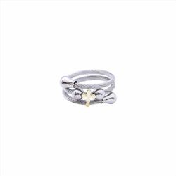 Anillo Acero R14172GP Cruz Dorada