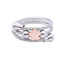 Anillo Acero R14179PP Flor Rosa