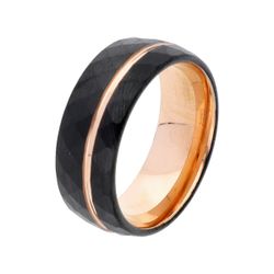 Anillo Alianza Tungsteno Liska Hombre MSR004H Negro Bicolor Dorado