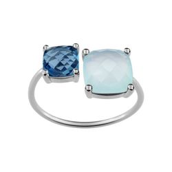 18kts White Ring Joelli (18)S35.03201 Duetto London Blue Green Chalcedony