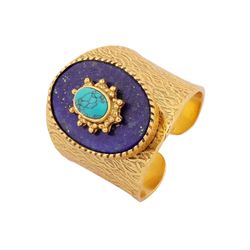Anillo Bronce Dorado Mujer ABM0002DOIOXX Abierto Piedra Mineral Lapislázuli