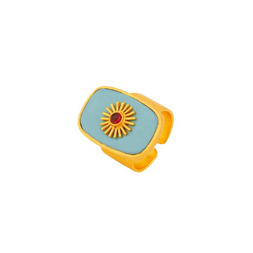 Anillo Bronce Dorado Mujer ABM0004DOTUXX Abierto Piedra Mineral Turquesa