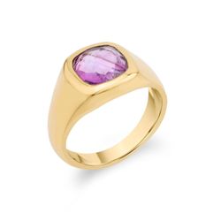Anillo Bronce Dorado Mujer ABM0007DOAM12 Piedra Mineral Amatista