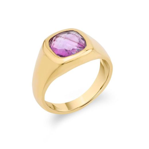 Anillo Bronce Dorado Mujer ABM0007DOAM12 Piedra Mineral Amatista