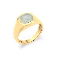 Anillo Bronce Dorado Mujer ABM0007DOCA12 Piedra Mineral Calcedonia