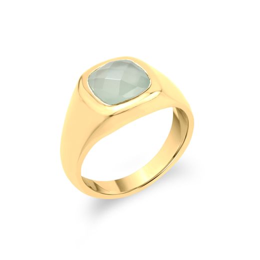 Anillo Bronce Dorado Mujer ABM0007DOCA12 Piedra Mineral Calcedonia