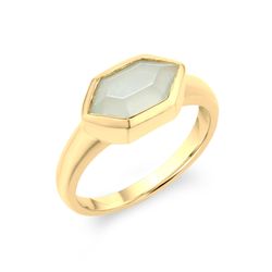 Anillo Bronce Dorado Mujer ABM0008DOCA12 Piedra Mineral Calcedonia