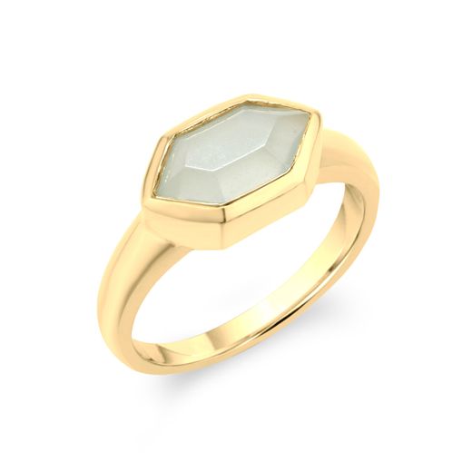 Anillo Bronce Dorado Mujer ABM0008DOCA12 Piedra Mineral Calcedonia
