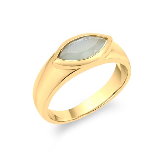 Anillo Bronce Dorado Mujer ABM0010DOCA12 Piedra Mineral Calcedonia