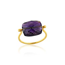 Anillo Bronce Dorado Mujer ABM0017DOAM12 Piedra Mineral Amatista