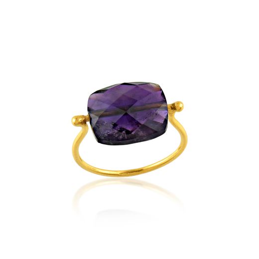 Anillo Bronce Dorado Mujer ABM0017DOAM12 Piedra Mineral Amatista