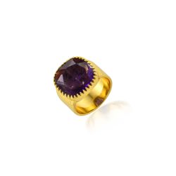 Anillo Bronce Dorado Mujer ABM0018DOAM10 Piedra Mineral Amatista
