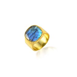 Anillo Bronce Dorado Mujer ABM0018DOLA12 Piedra Mineral Labradorita