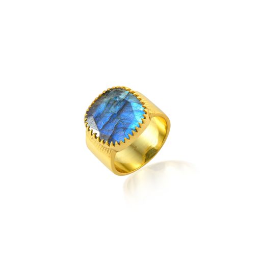 Anillo Bronce Dorado Mujer ABM0018DOLA12 Piedra Mineral Labradorita