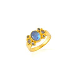 Anillo Bronce Dorado Mujer ABM0019DOLA10 Flor Piedra Mineral Labradorita