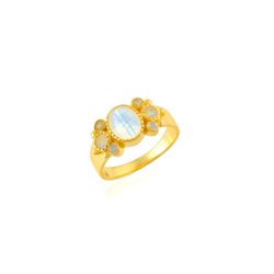 Anillo Bronce Dorado Mujer ABM0019DOPL10 Flor Piedra Mineral Piedra Luna