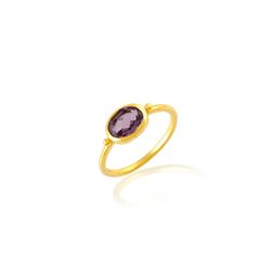 Anillo Bronce Dorado Mujer ABM0020DOAM10 Óvalo Piedra Mineral Amatista