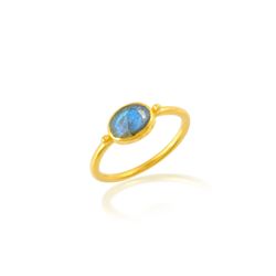 Anillo Bronce Dorado Mujer ABM0020DOLA10 Óvalo Piedra Mineral Labradorita