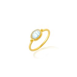 Anillo Bronce Dorado Mujer ABM0020DOPL10 Óvalo Piedra Mineral Piedra Luna