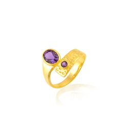 Anillo Bronce Dorado Mujer ABM0021DOAM10 Piedra Mineral Amatista