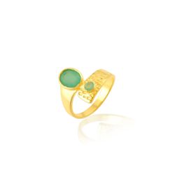 Anillo Bronce Dorado Mujer ABM0021DOCA10 Piedra Mineral Calcedonia