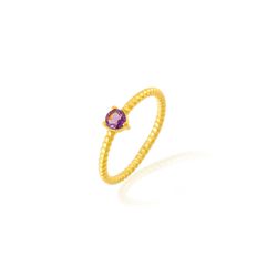 Anillo Bronce Dorado Mujer ABM0023DOAM10 Piedra Mineral Amatista