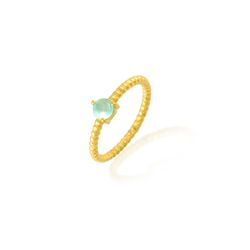 Anillo Bronce Dorado Mujer ABM0023DOCA10 Piedra Mineral Calcedonia