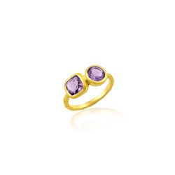 Anillo Bronce Dorado Mujer ABM0024DOAM10 Piedras Minerales Amatista