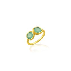 Anillo Bronce Dorado Mujer ABM0024DOCA10 Piedras Minerales Calcedonia