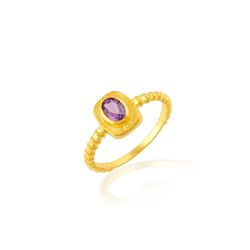 Anillo Bronce Dorado Mujer ABM0025DOAM10 Piedra Mineral Amatista