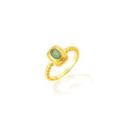 Anillo Bronce Dorado Mujer ABM0025DOCA10 Piedra Mineral Calcedonia