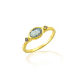Anillo Bronce Dorado Mujer ABM0027DOLA10 Óvalo Piedra Mineral Labradorita