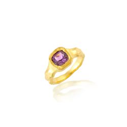 Anillo Bronce Dorado Mujer ABM0028DOAM10 Piedra Mineral Amatista