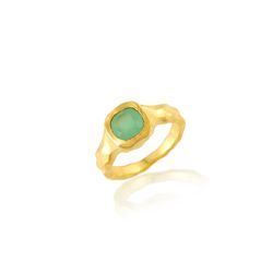 Anillo Bronce Dorado Mujer ABM0028DOCA10 Piedra Mineral Calcedonia