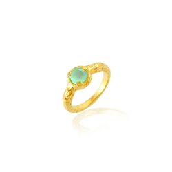 Anillo Bronce Dorado Mujer ABM0029DOCA10 Piedra Mineral Calcedonia
