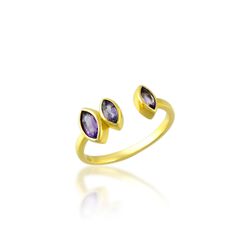 Anillo Bronce Dorado Mujer ABM0030DOAM10 Piedra Mineral Amatista