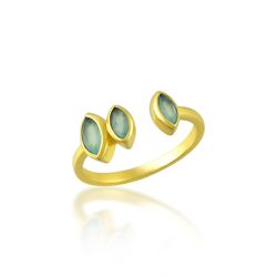 Anillo Bronce Dorado Mujer ABM0030DOCA10 Piedra Mineral Calcedonia