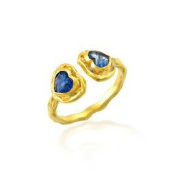 Anillo Bronce Dorado Mujer ABM0031DOKY10 Corazones Piedra Mineral Kyanite