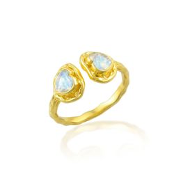 Anillo Bronce Dorado Mujer ABM0031DOPL10 Corazones Piedra Mineral Piedra Luna