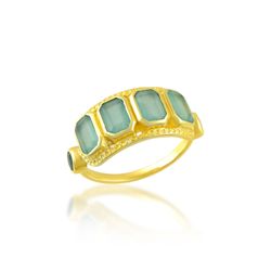 Anillo Bronce Dorado Mujer ABM0032DOCA10 Piedra Mineral Calcedonia